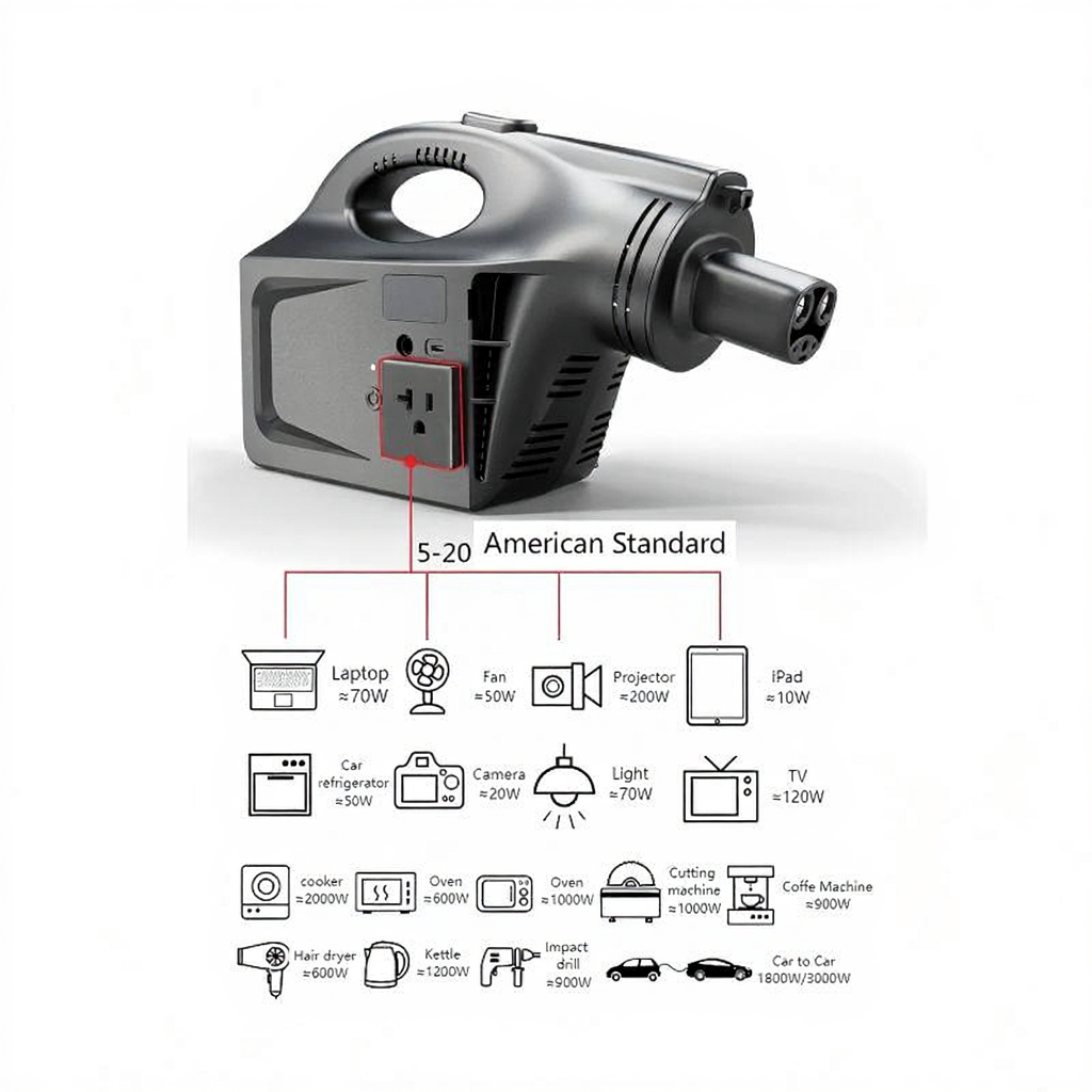 EV Discharger Machine for Tesla Model 3/Y/X/S Camping and Emergency Use
