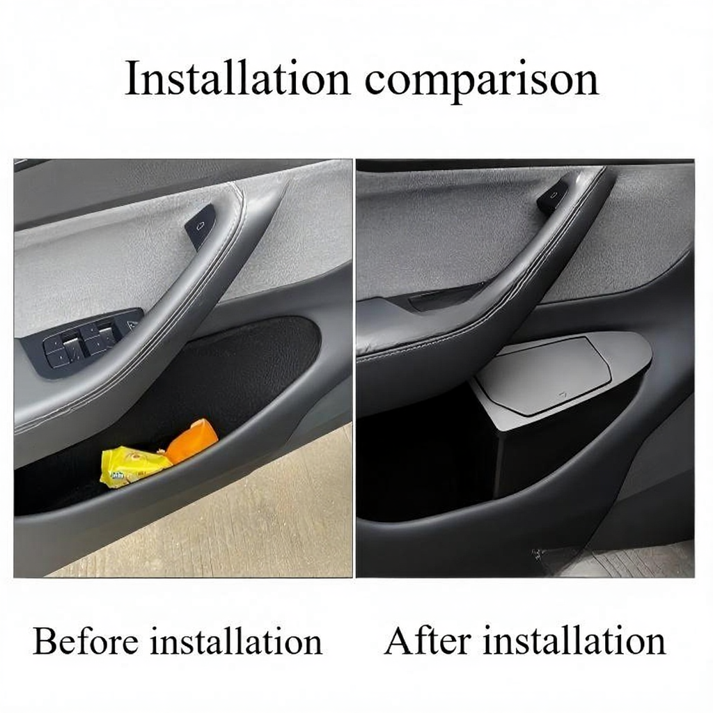 Front Door Trash Can Organizer for Tesla Model Y Juniper