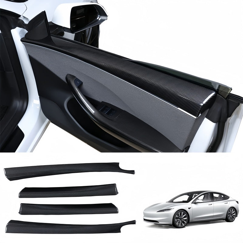 Front Rear Carbon Fiber Upper Door Panel Covers for Tesla Model 3 Highland 2024+