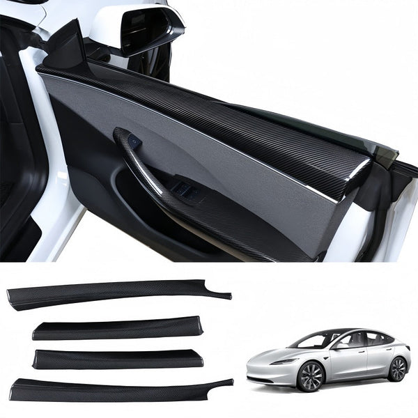 Front Rear Carbon Fiber Upper Door Panel Covers for Tesla Model 3 Highland 2024+