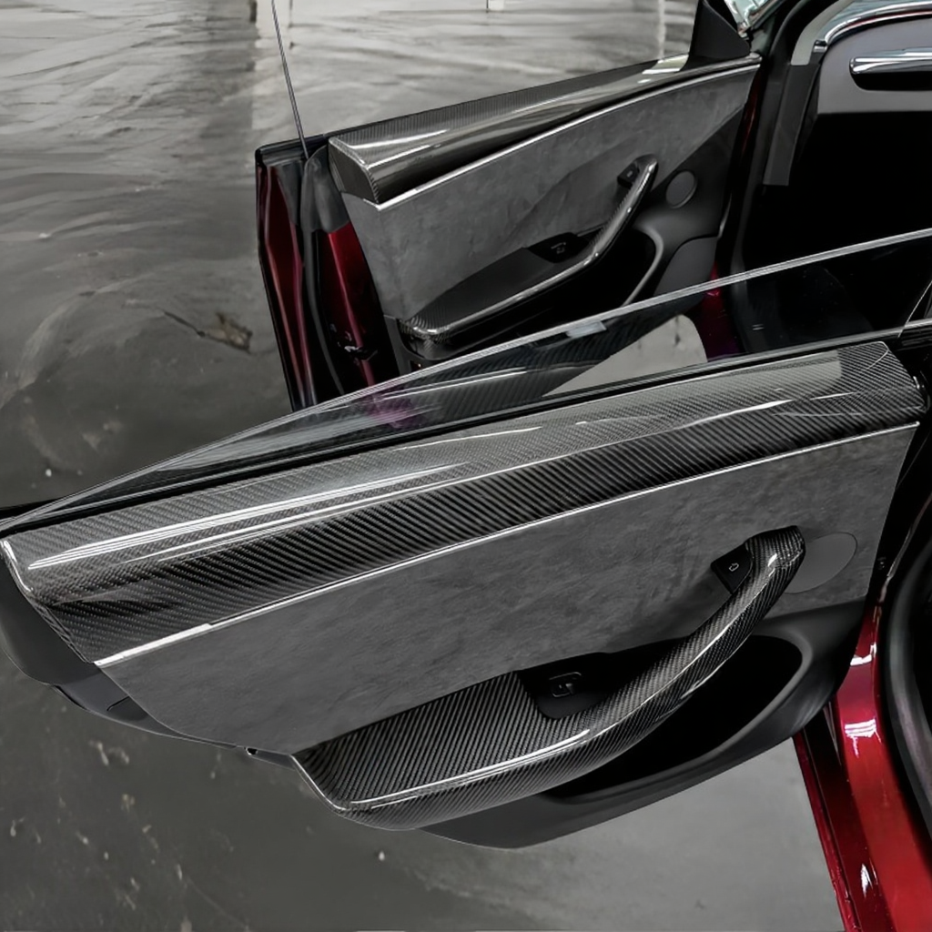 Front Rear Carbon Fiber Upper Door Panel Covers for Tesla Model 3 Highland 2024+