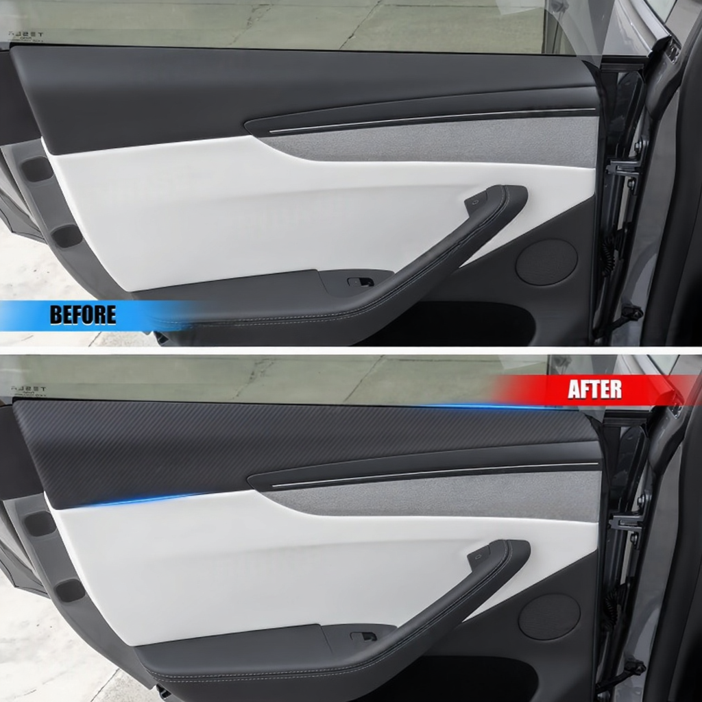 Front Rear Carbon Fiber Upper Door Panel Covers for Tesla Model 3 Highland 2024+