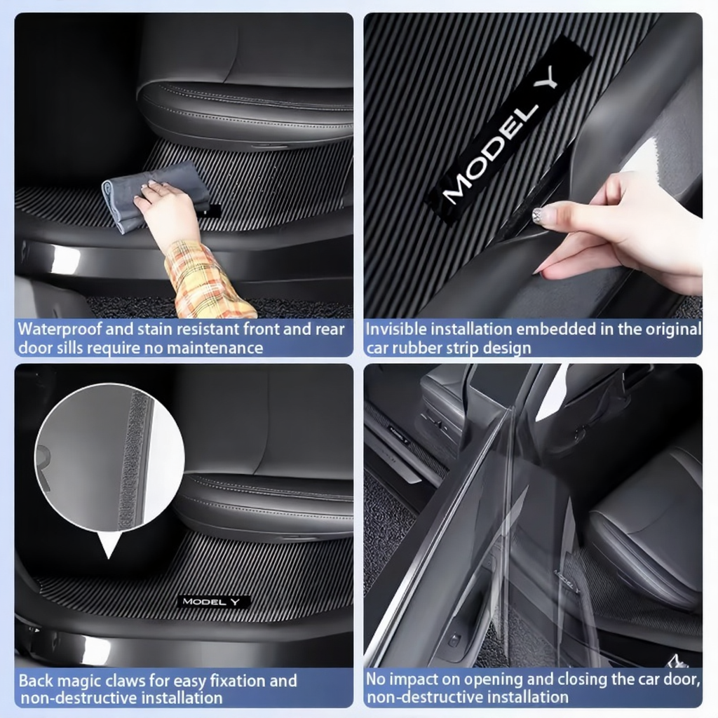Front and Rear Door Sill Protector Set for Tesla Model Y Juniper (8 Pcs)