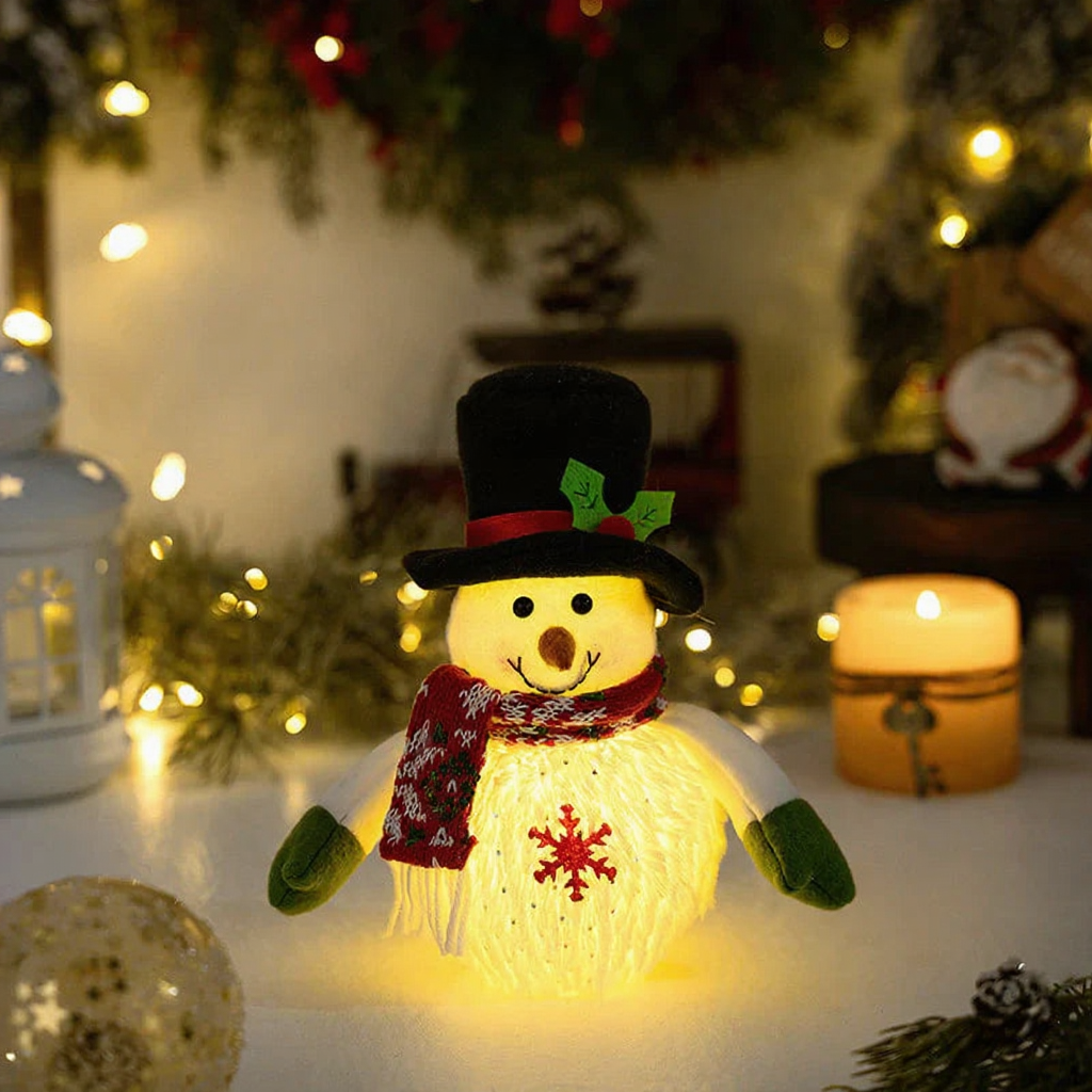 LED Light-Up Christmas Snowman Decoration Figurines for Tesla