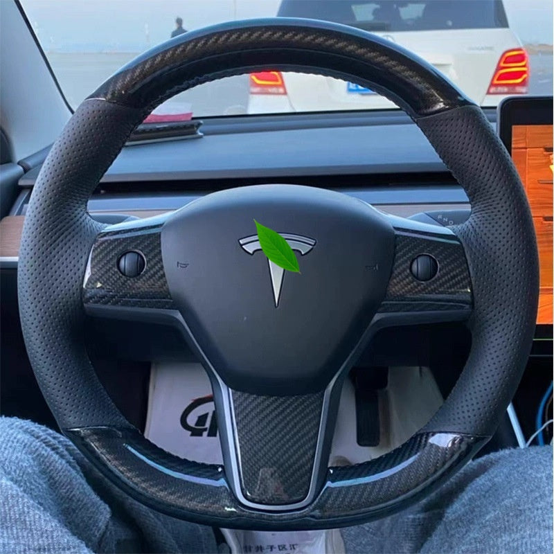 Leather Steering Wheel Cover for Tesla Model 3 Highland/3/Y Main image
