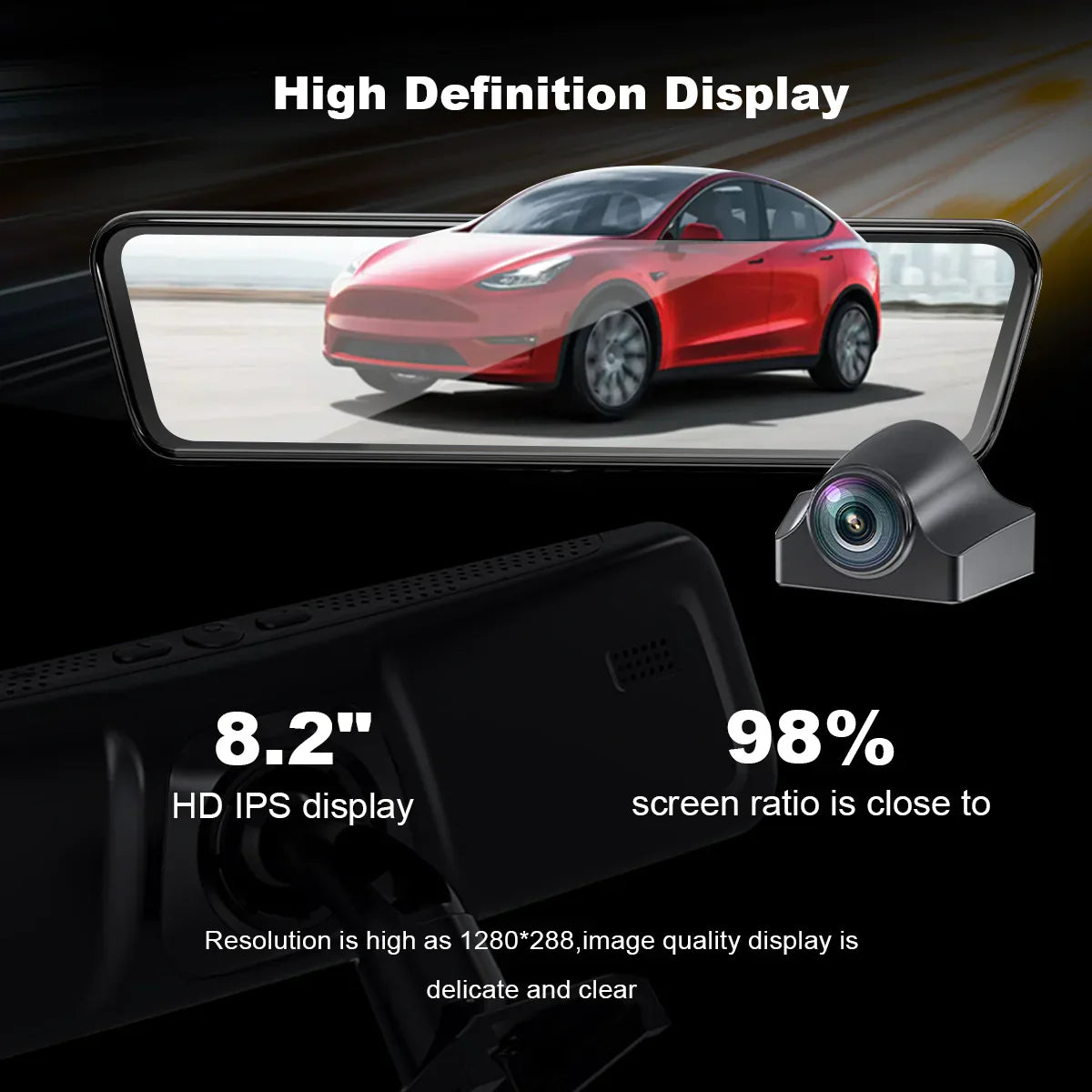 Model 3/Y 8.2” Live Streaming Rear View Mirror with Chassis Camera