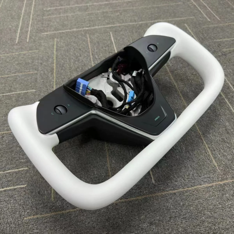 Model 3/Y Yoke Steering Wheel - White Nappa Leather