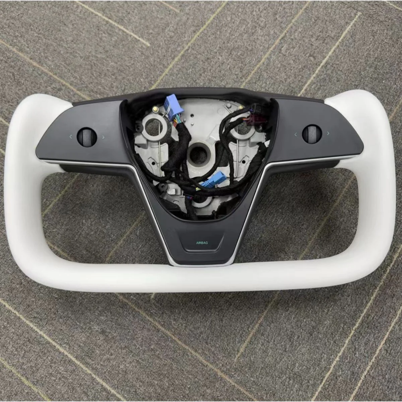 Model 3/Y Yoke Steering Wheel - White Nappa Leather