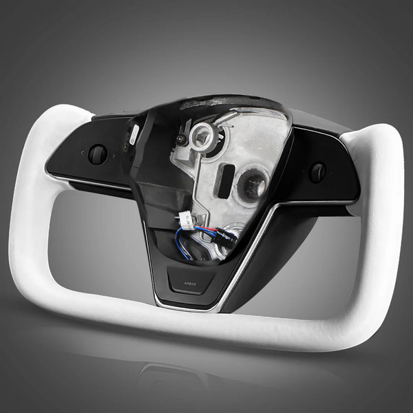 Model 3/Y Yoke Steering Wheel - White Nappa Leather