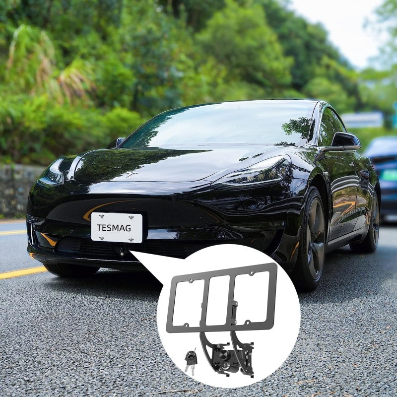 Tesla Model 3/Y Front License Plate Holder Frame With Lock