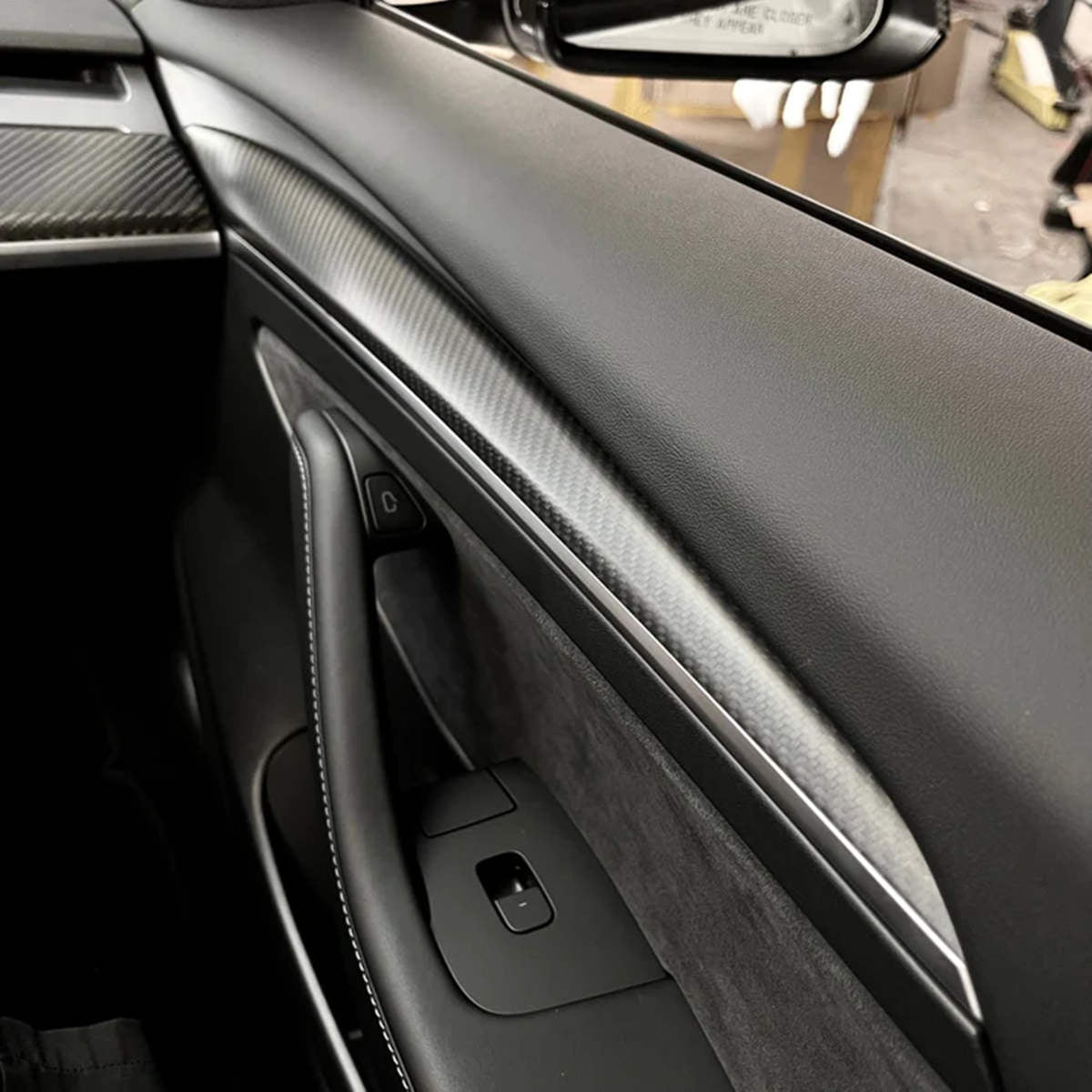 Door Trim for Tesla Model 3/Y - Real Molded Carbon Fiber