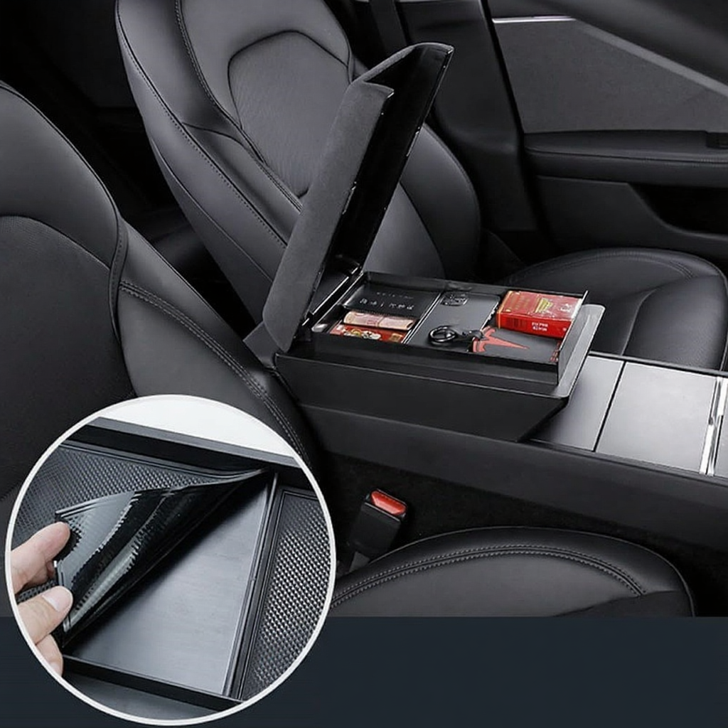 Multipurpose Hidden Storage Box with Armrest Cover for Tesla Model 3/Y
