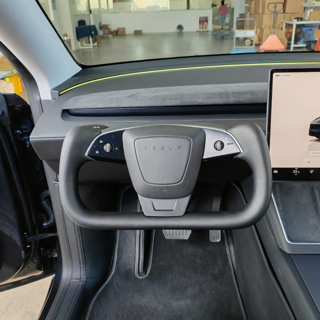 Nappa Leather Yoke Steering Wheel for Tesla Model Y Juniper/3 Highland