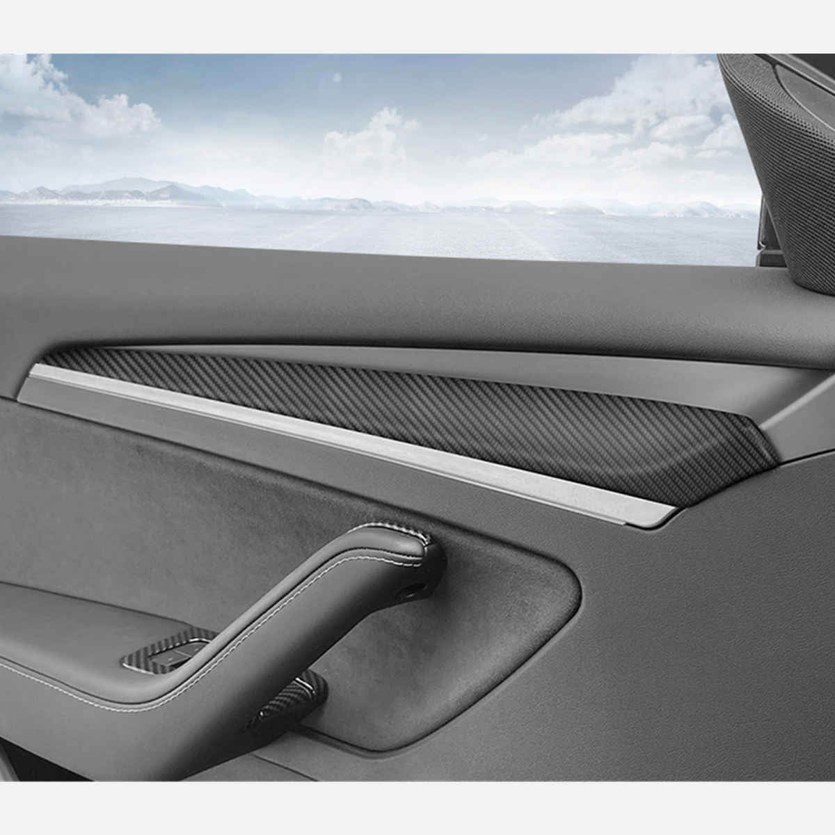 Door Trim for Tesla Model 3/Y - Real Molded Carbon Fiber