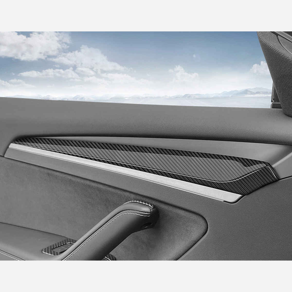 Door Trim for Tesla Model 3/Y - Real Molded Carbon Fiber