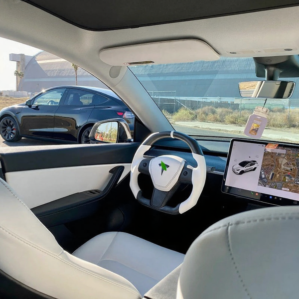 Premium Square Carbon Fiber Steering Wheel for Tesla Model 3/Y
