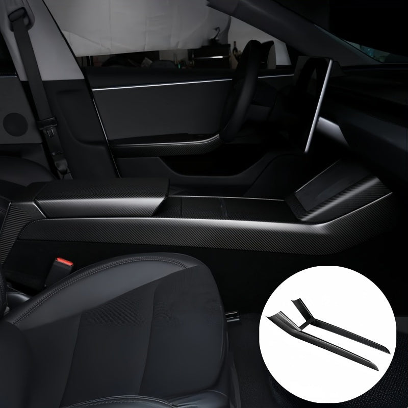Real Carbon Fiber Console Side Panel Protector For Tesla Model Y Juniper Main image