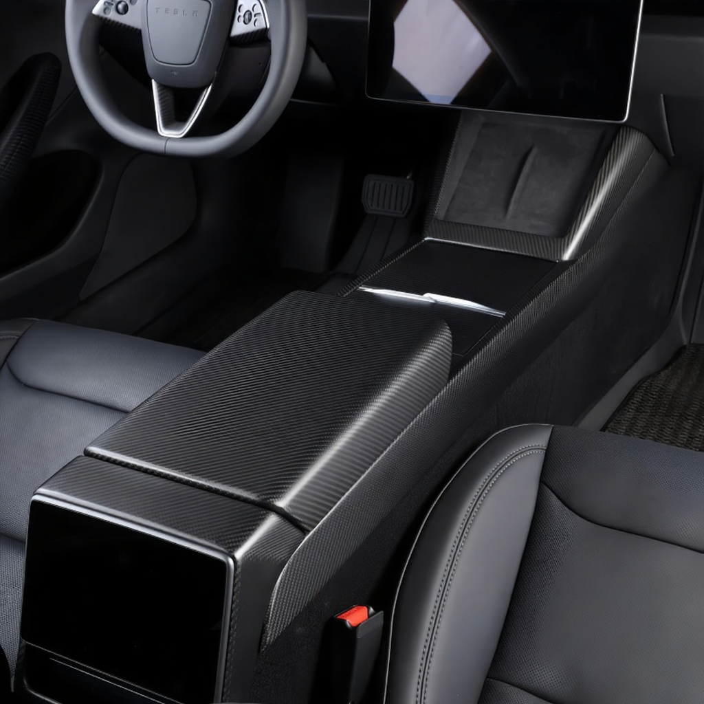 Real Carbon Fiber Console Side Panel Protector For Tesla Model Y Juniper