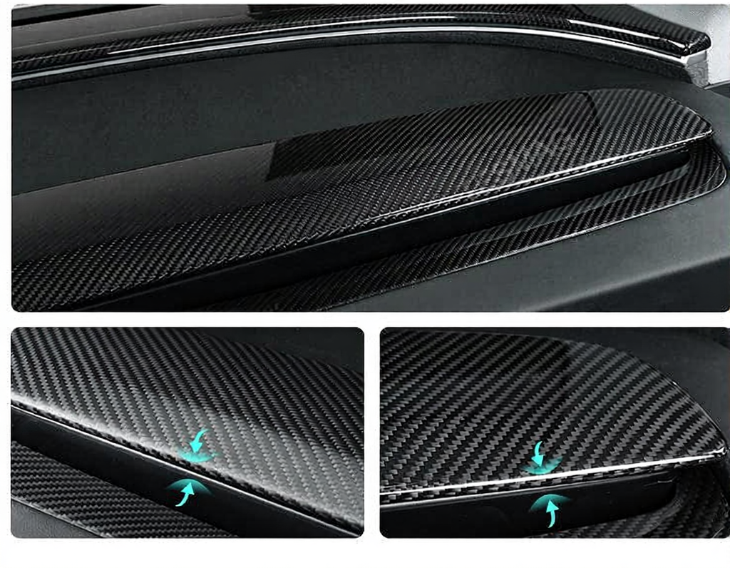 Real Carbon Fiber Dashboard Air Vent Overlay Kit For Tesla Model 3 Highland/Model Y Juniper