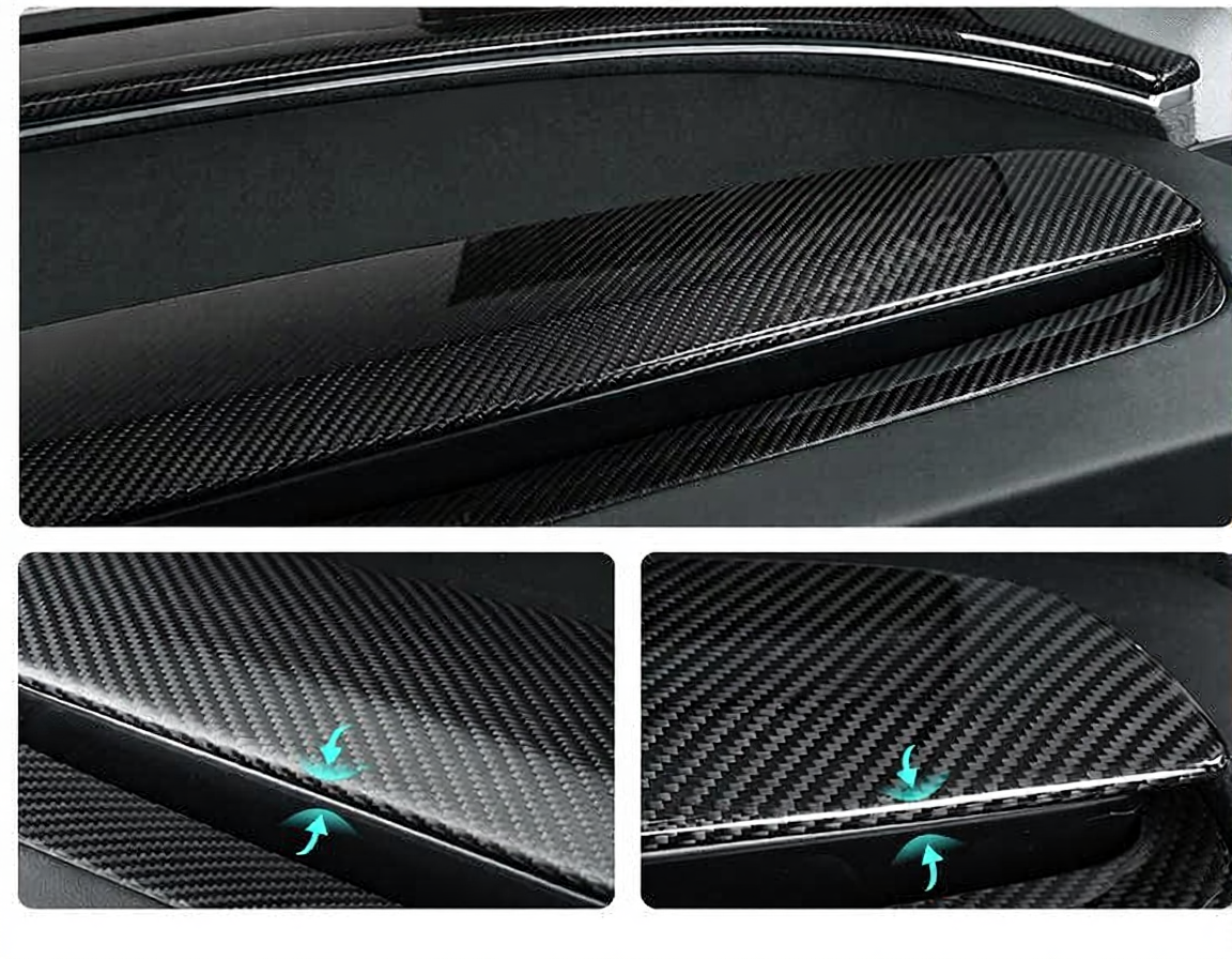 Real Carbon Fiber Dashboard Air Vent Overlay Kit For Tesla Model 3 Highland/Model Y Juniper