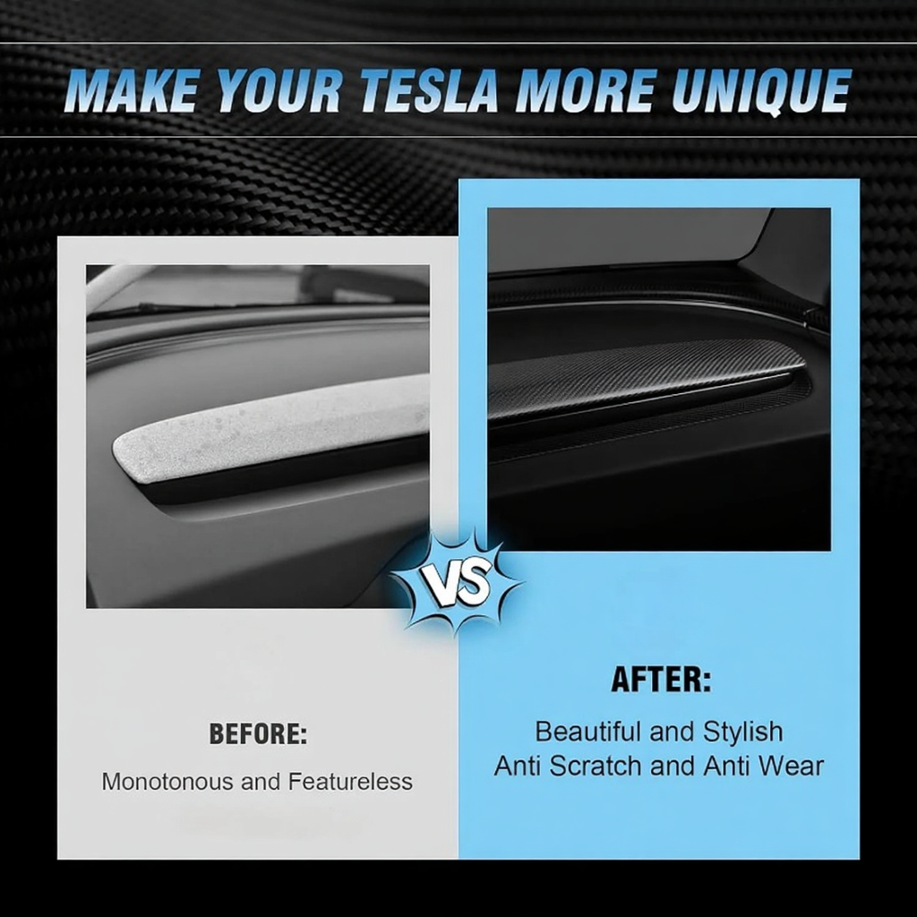 Real Carbon Fiber Dashboard Air Vent Overlay Kit For Tesla Model 3 Highland/Model Y Juniper