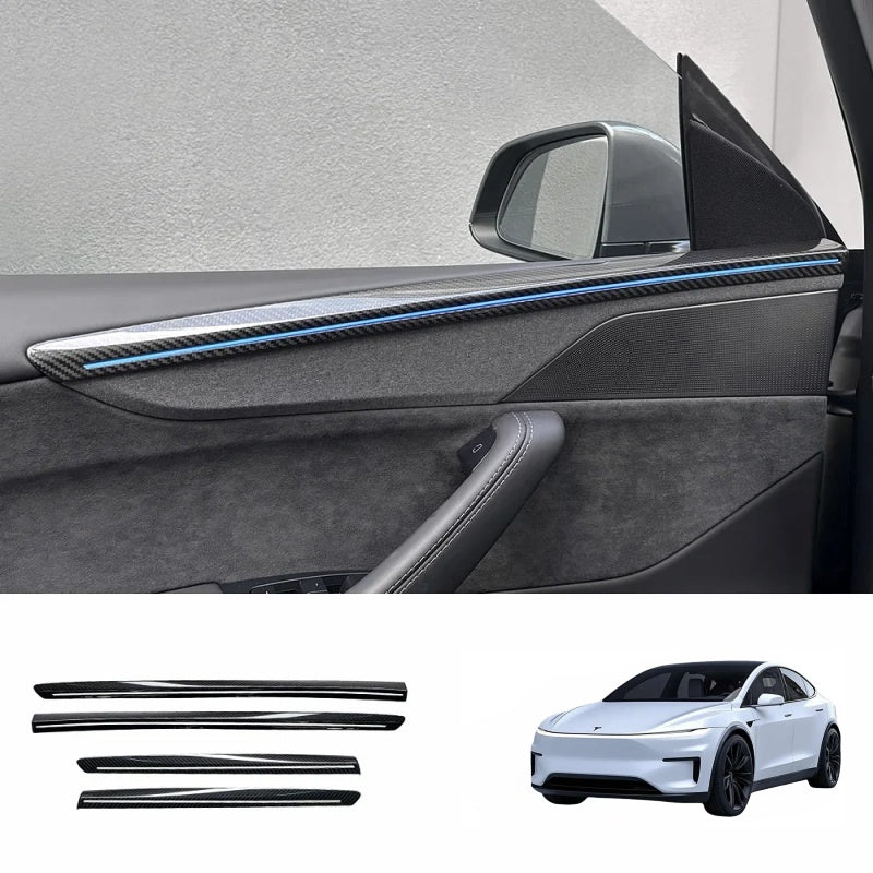 Real Carbon Fiber Front & Rear Door Trim Covers for Tesla Model Y Juniper Main image