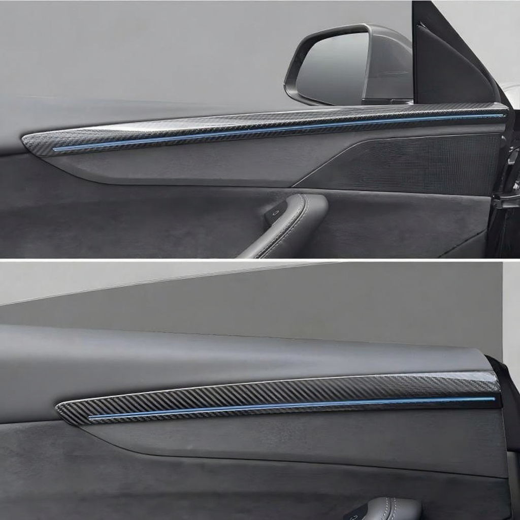 Real Carbon Fiber Front & Rear Door Trim Covers for Tesla Model Y Juniper Secondary image