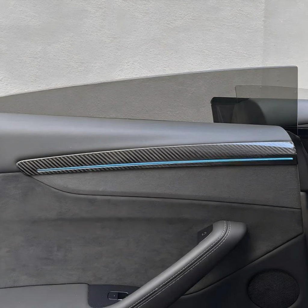 Real Carbon Fiber Front & Rear Door Trim Covers for Tesla Model Y Juniper