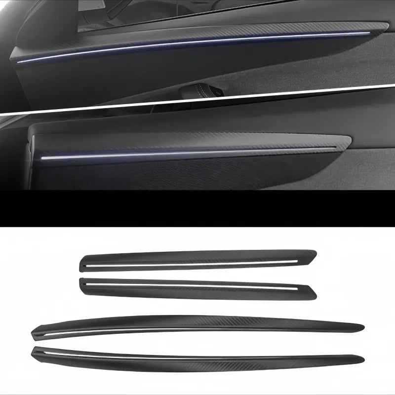 Real Carbon Fiber Front & Rear Door Trim Covers for Tesla Model Y Juniper