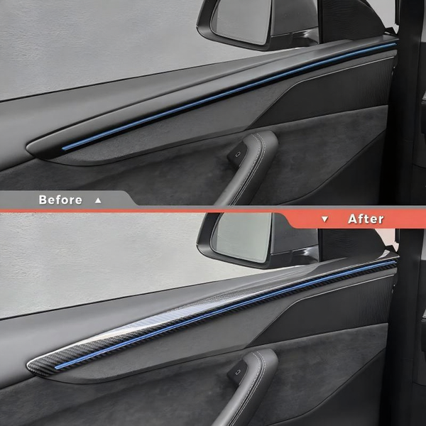 Real Carbon Fiber Front & Rear Door Trim Covers for Tesla Model Y Juniper
