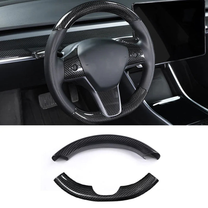 Real Carbon Fiber Steering Wheel Cover for Tesla Model 3/Y Main image