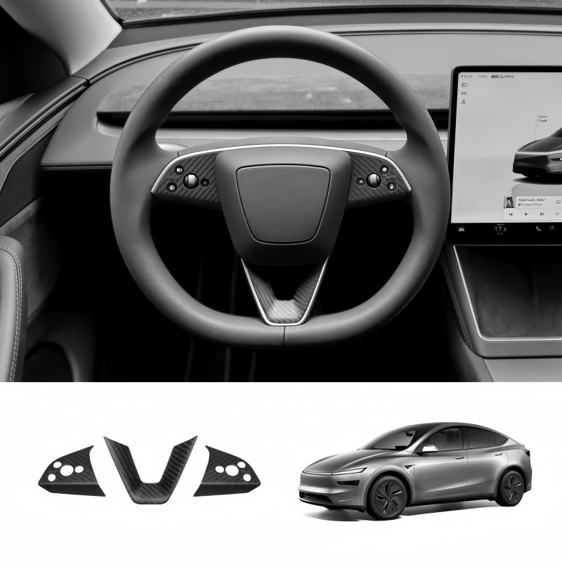 Real Carbon Fiber Steering Wheel Patch for Tesla Model Y Juniper 2025+