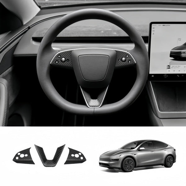 Real Carbon Fiber Steering Wheel Patch for Tesla Model Y Juniper 2025+