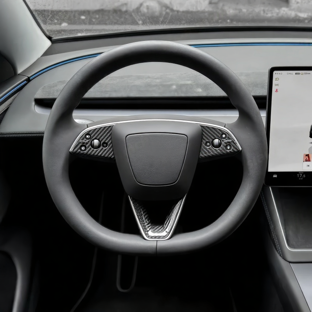 Real Carbon Fiber Steering Wheel Patch for Tesla Model Y Juniper 2025+ Secondary image