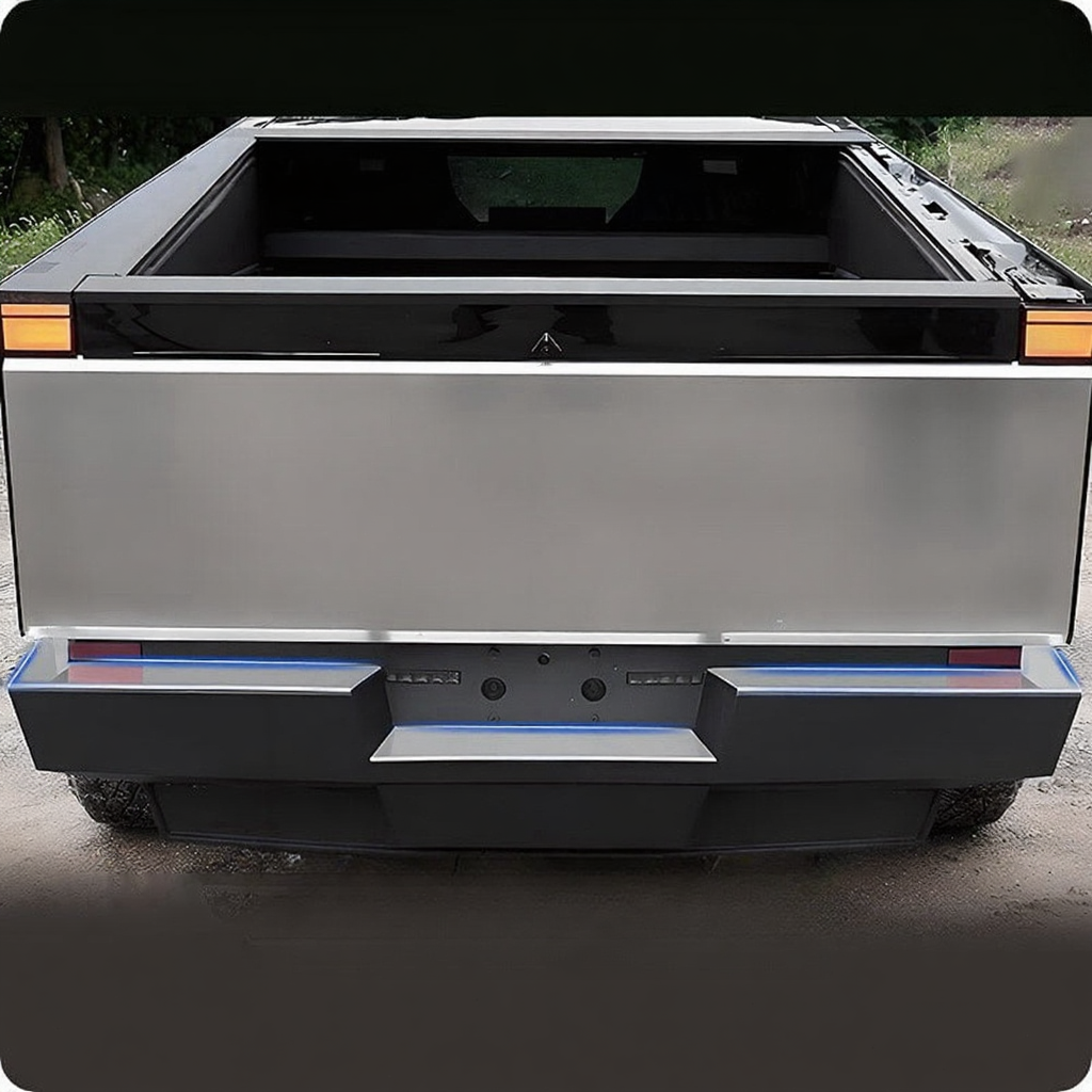 Rear bumper guard in stainless steel for the Tesla Cybertruck