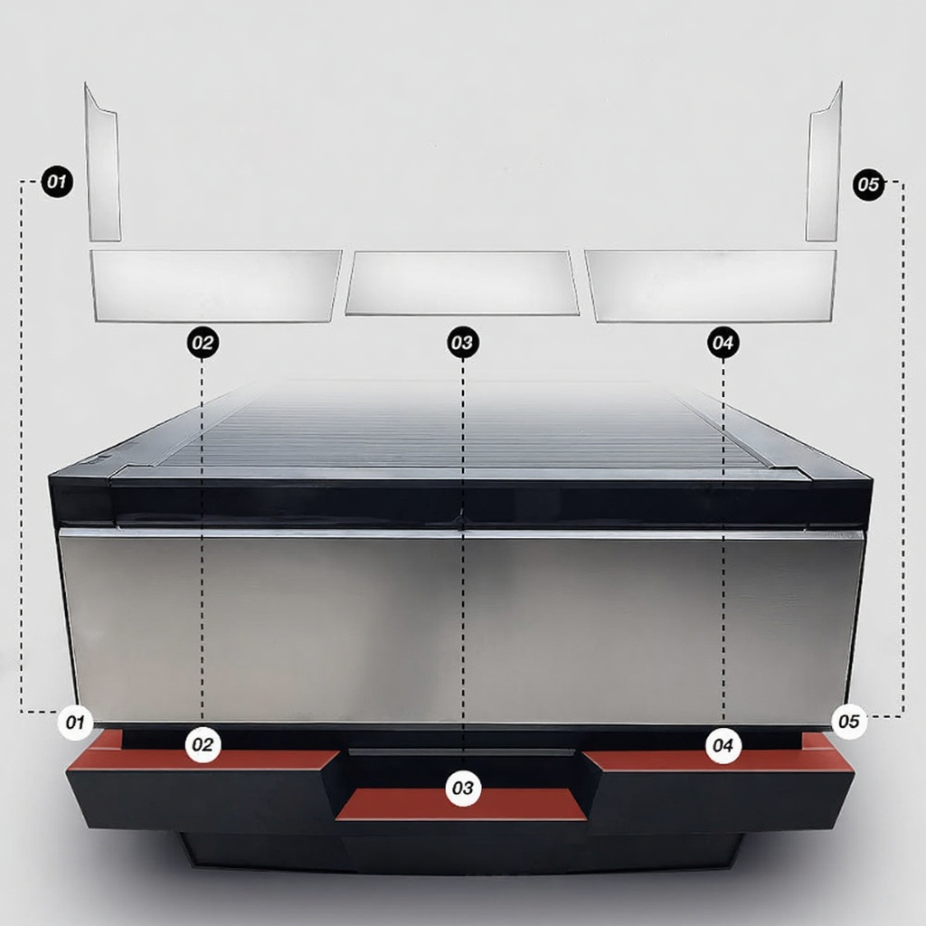 Rear bumper guard in stainless steel for the Tesla Cybertruck