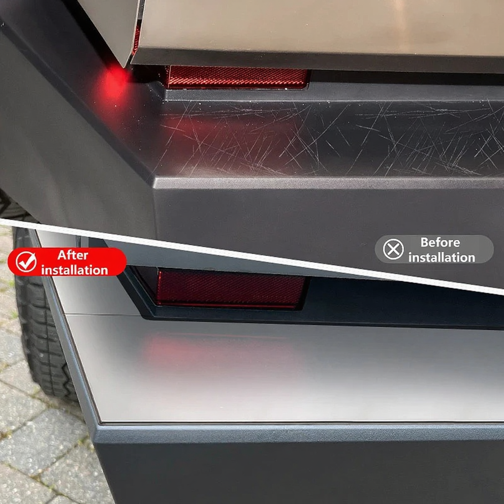 Rear bumper guard in stainless steel for the Tesla Cybertruck