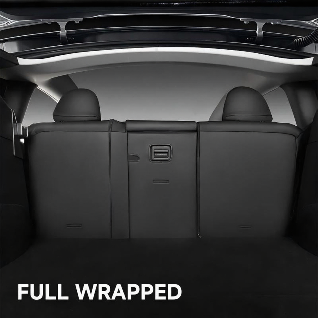 Red-Stitched Alcantara All-Inclusive Seat Covers for Tesla Model 3 Highland/Model Y Juniper