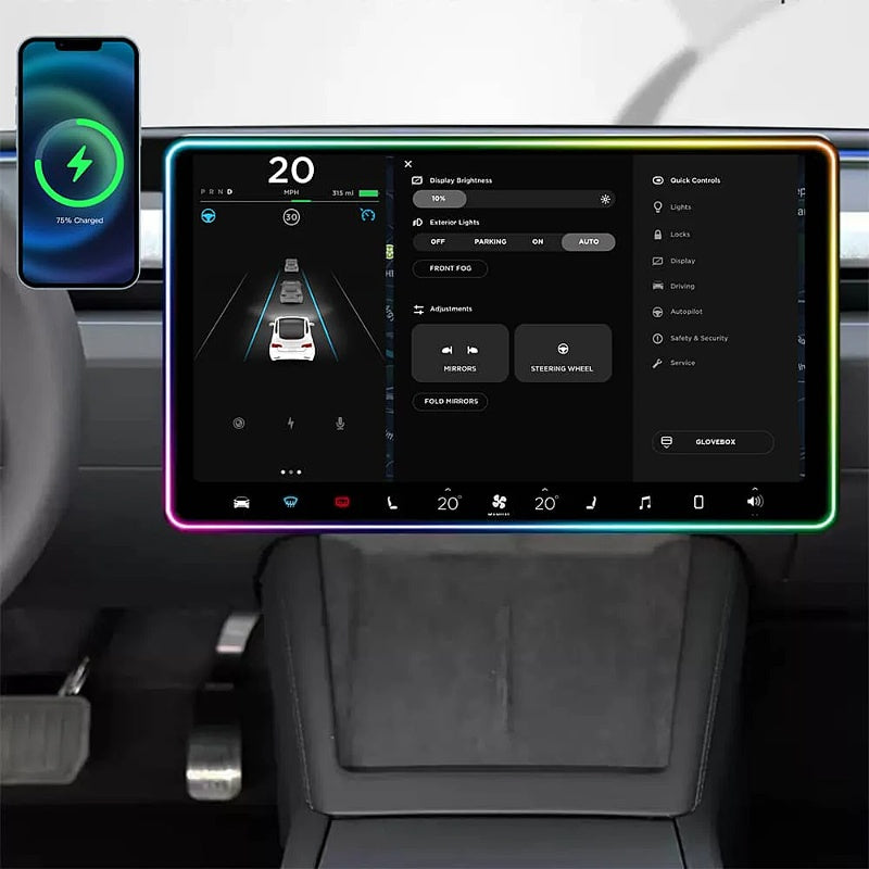 Screen Ambient Light Wireless Phone Charger for Tesla Model 3/Y