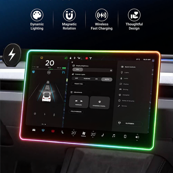 Screen Ambient Light Wireless Phone Charger for Tesla Model 3/Y