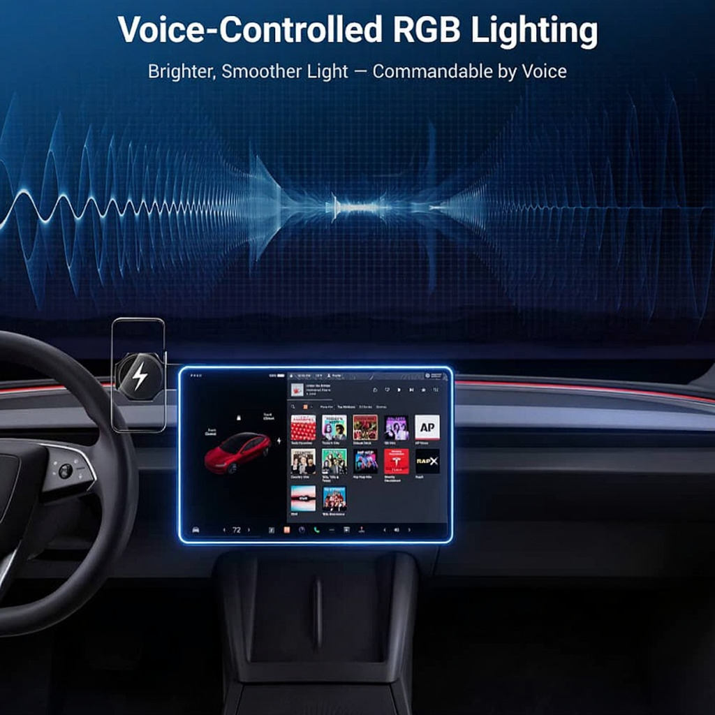 Screen Ambient Light Wireless Phone Charger for Tesla Model 3/Y
