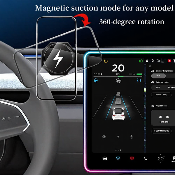 Screen Ambient Light Wireless Phone Charger for Tesla Model 3/Y
