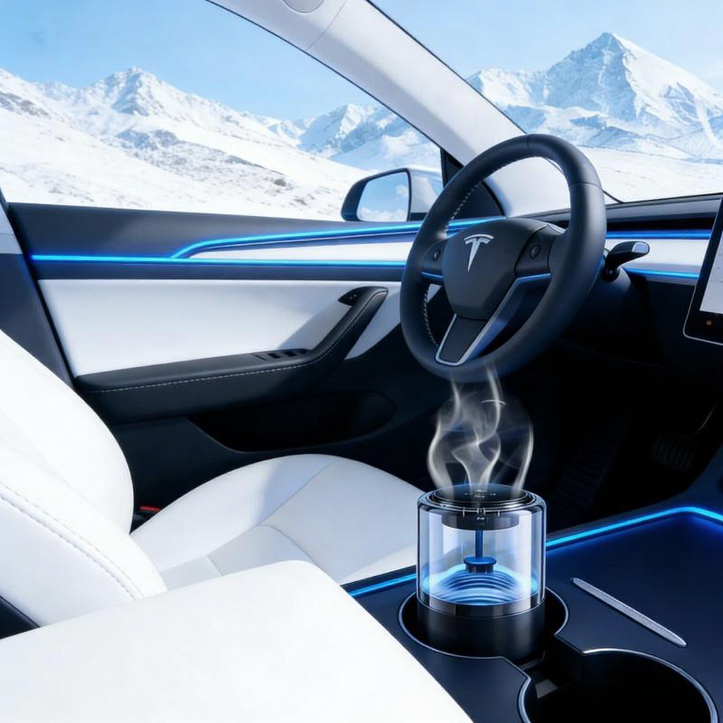 Smart Cloud Mist Car Diffuser with Ambient Light for Tesla Model 3/Y/S/X