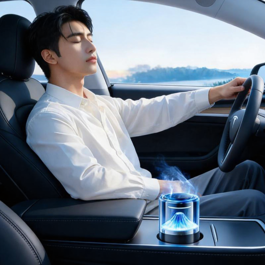 Smart Cloud Mist Car Diffuser with Ambient Light for Tesla Model 3/Y/S/X