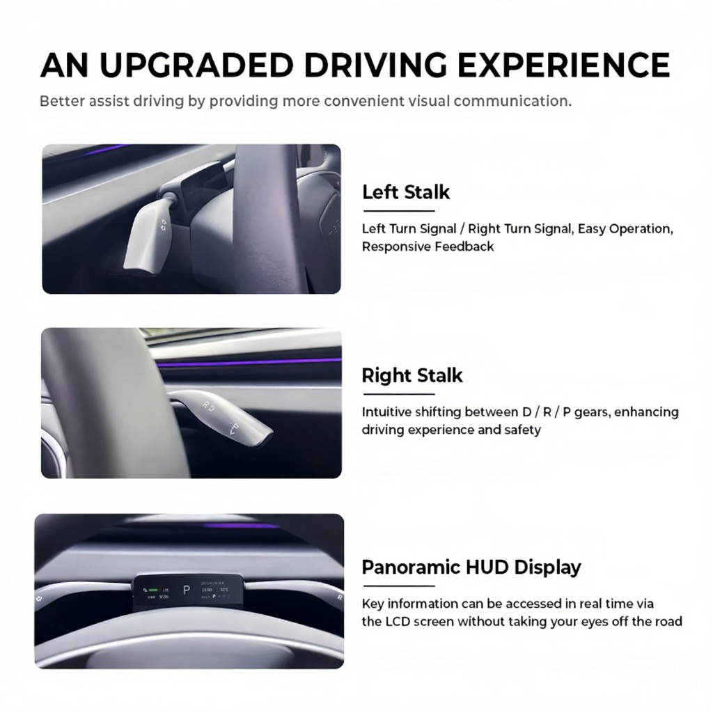 Smart Gear Shift Control Stalks with HUD Upgrade Kit for Tesla Model 3 Highland/Model Y Juniper