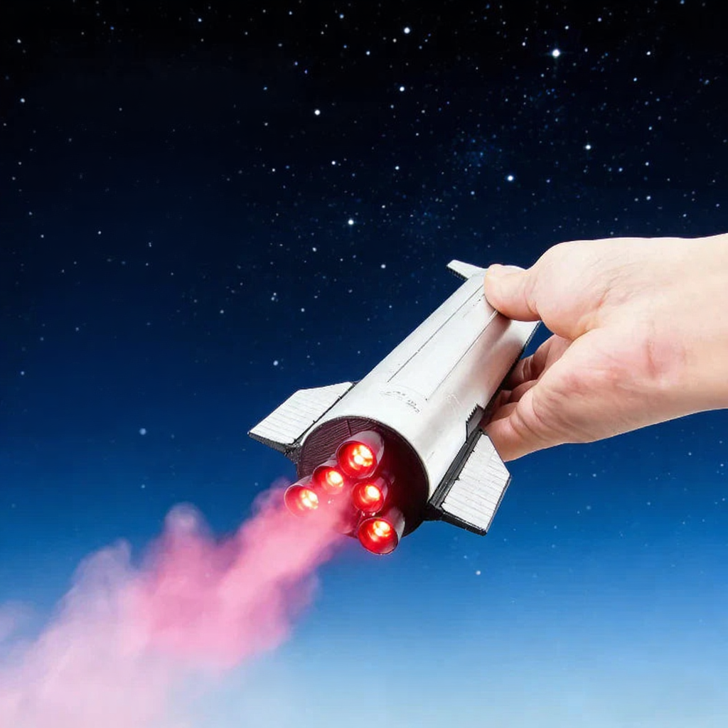 1:200 SpaceX Starship Rocket Model with Humidifier and LED Mist Flame
