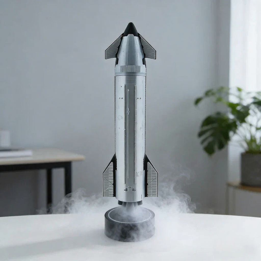 1:200 SpaceX Starship Rocket Model with Humidifier and LED Mist Flame