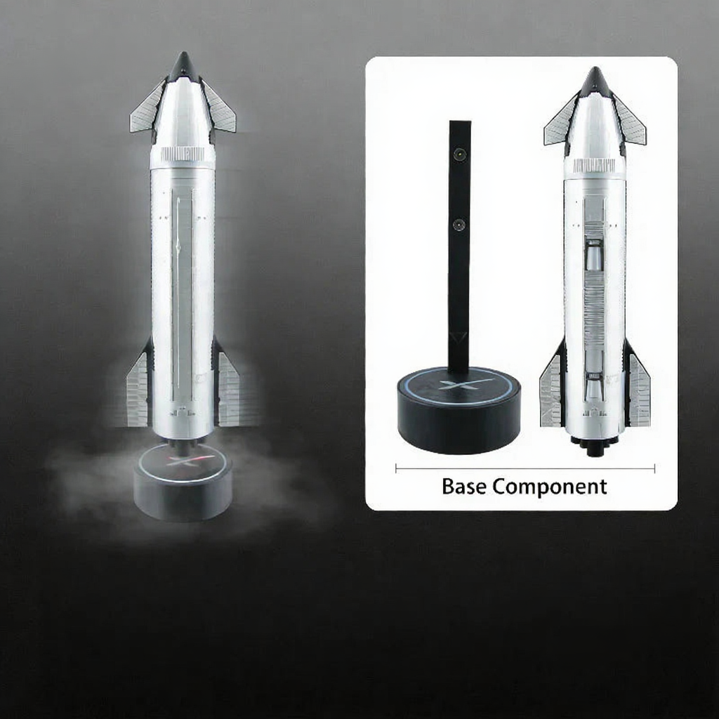 1:200 SpaceX Starship Rocket Model with Humidifier and LED Mist Flame