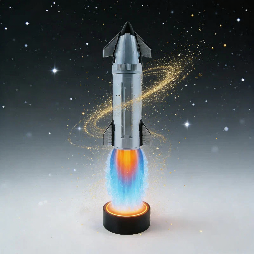 1:200 SpaceX Starship Rocket Model with Humidifier and LED Mist Flame