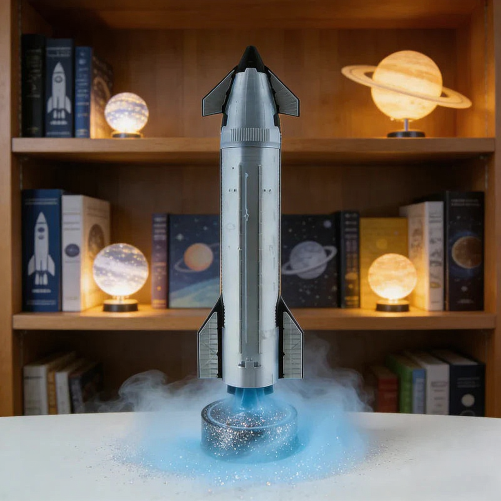1:200 SpaceX Starship Rocket Model with Humidifier and LED Mist Flame